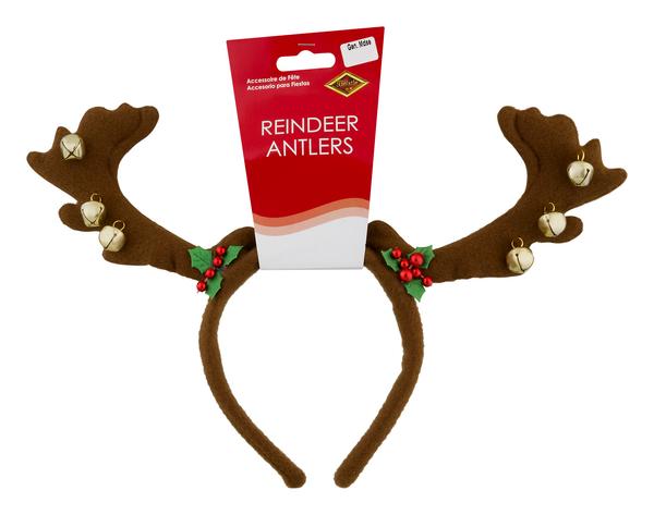 slide 1 of 1, Beistle Reindeer Antlers With Bells, 1 ct