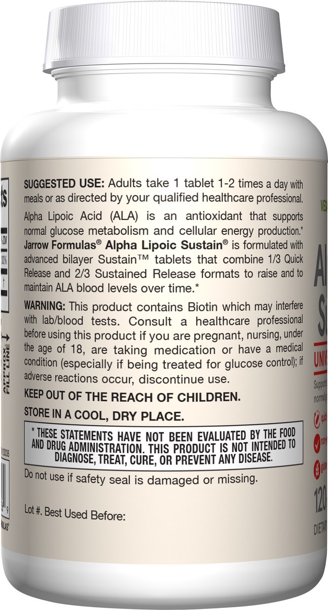 slide 3 of 4, Jarrow Formulas Alpha Lipoic Sustain - Value Size 300mg, 120 ct