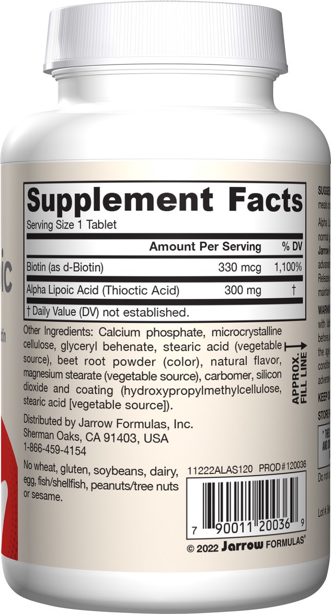 slide 4 of 4, Jarrow Formulas Alpha Lipoic Sustain - Value Size 300mg, 120 ct