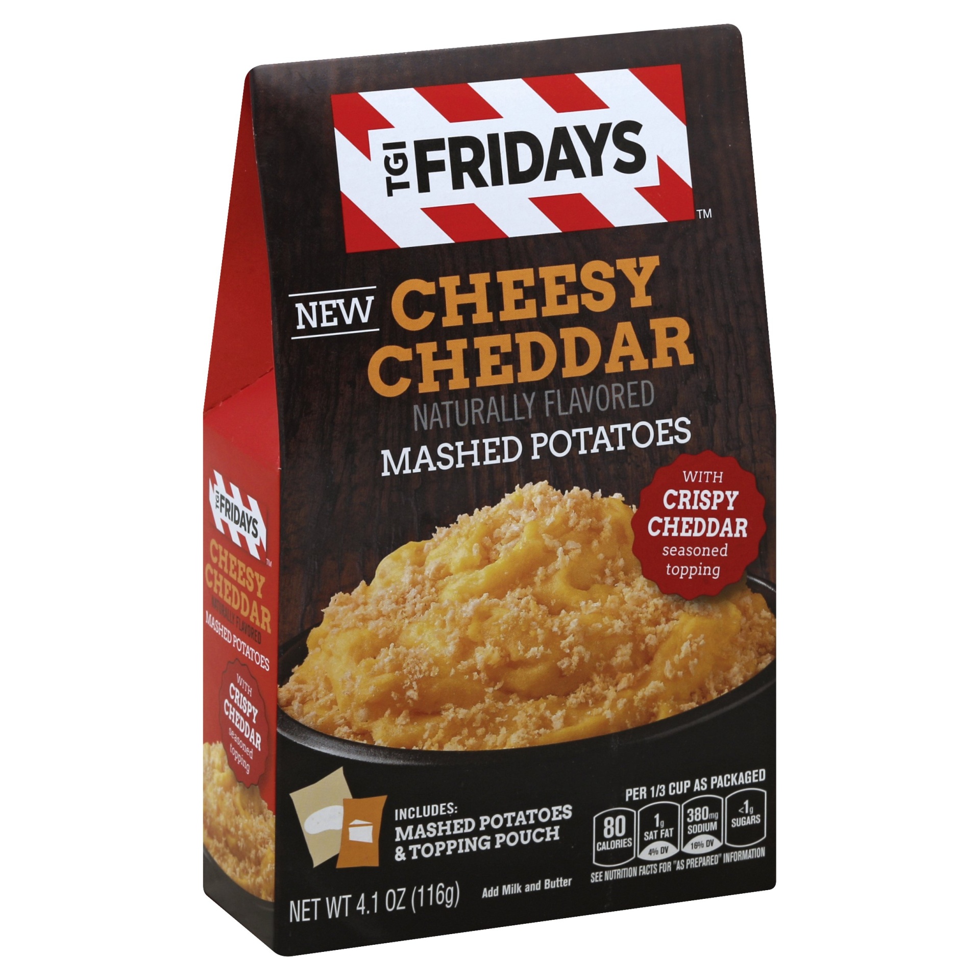 slide 1 of 1, T.G.I. Friday's Cheesy Cheddar Mashed Potatoes, 4.1 oz