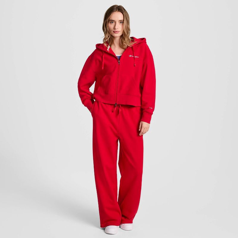 slide 3 of 4, Champion Women's Cropped Fleece Zip-Up Sweatshirt - Red L, 1 ct