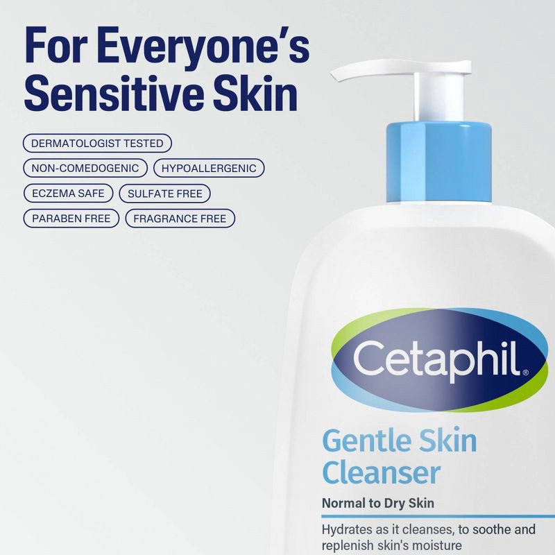 slide 9 of 12, Cetaphil Gentle Skin Facial Cleanser - Travel Size - 3.4 fl oz, 3.4 fl oz