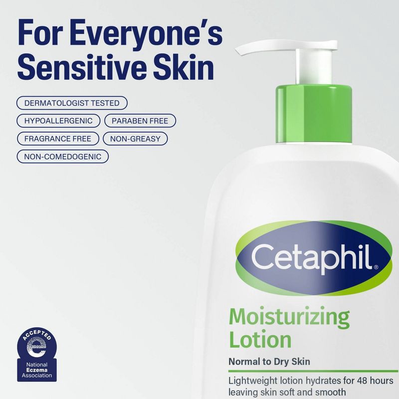 slide 8 of 10, Cetaphil Moisturizing Face and Body Lotion for Dry Skin - Travel Size - 3.4 fl oz, 3.4 fl oz