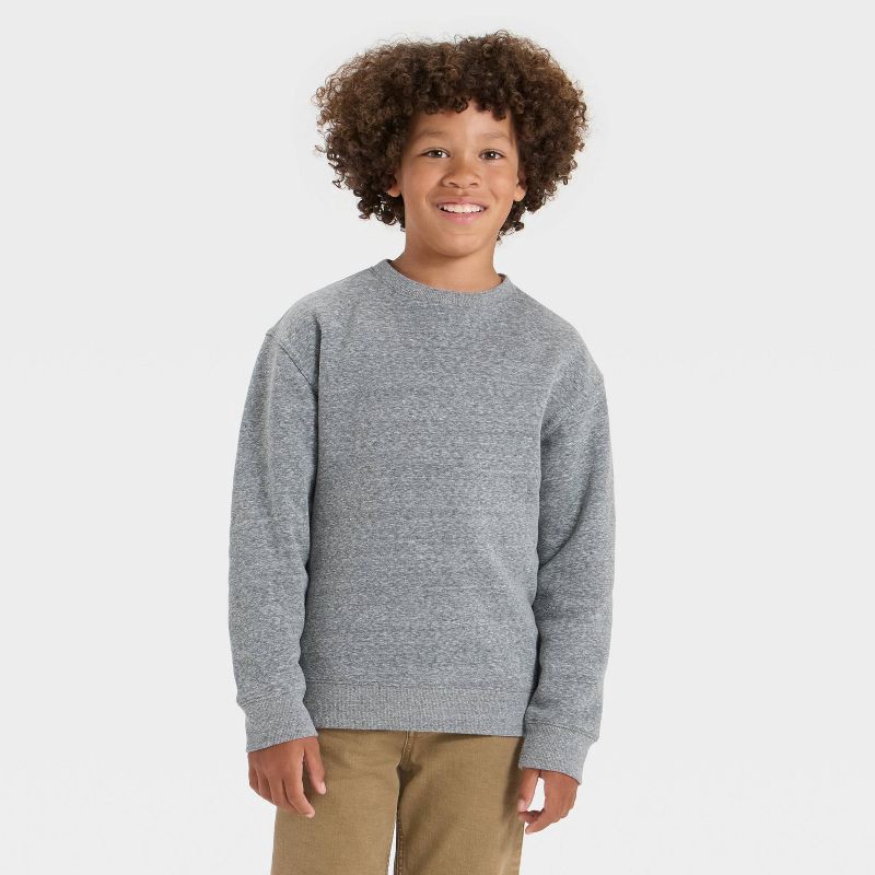 slide 1 of 3, Boys' Solid Pullover Sweatshirt - Cat & Jack™ Charcoal Gray S, 1 ct