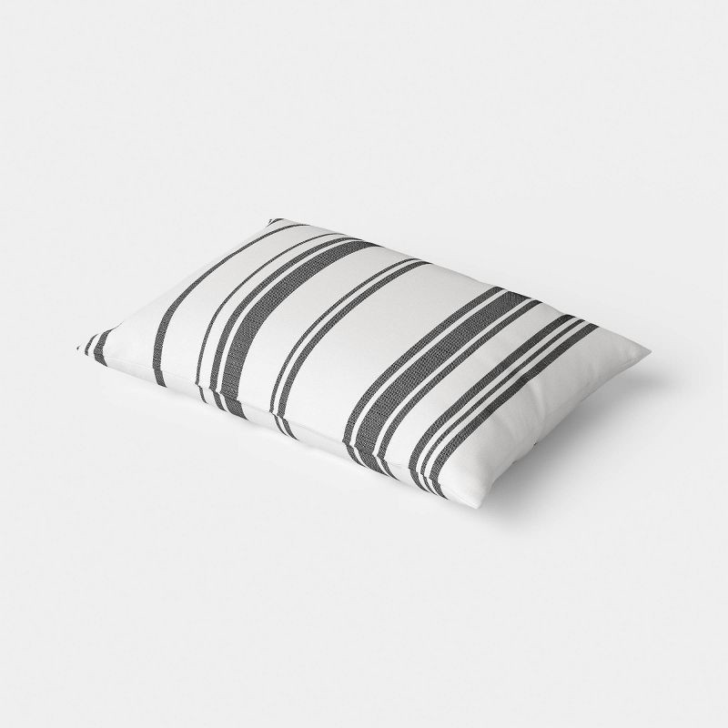 slide 3 of 4, 14"x20" Lumbar Square Outdoor Throw Pillow Black - Threshold™, 1 ct