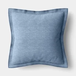 20"x20" Heathered Solid Double Flange Pillow Light Blue - Threshold™