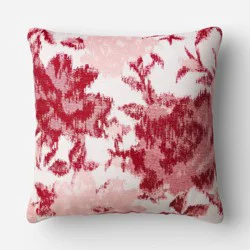 18"x18" Floral Jacquard Outdoor Throw Pillow Rose Pink - Threshold™