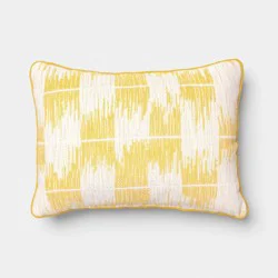 20"x14" Rectangular Brushstroke Ikat Lumbar Throw Pillow Yellow - Threshold™