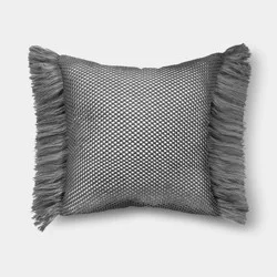 20" Square Crochet Raffia Outdoor Throw Pillow Heathered Gray - Threshold™