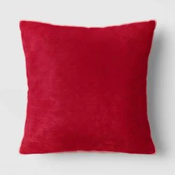 18"x18" Reversible Velvet Square Outdoor Throw Pillow Pink - Threshold™
