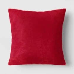18"x18" Reversible Velvet Square Outdoor Throw Pillow Pink - Threshold™