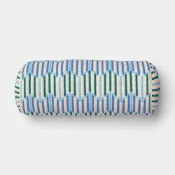 8"x20" Geo Wave Print Bolster Outdoor Back Cushion Cool - Threshold™
