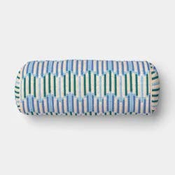 8"x20" Geo Wave Print Bolster Outdoor Back Cushion Cool - Threshold™