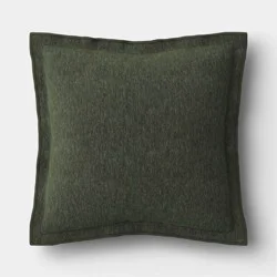 20"x20" Heathered Solid Double Flange Pillow Dark Green - Threshold™