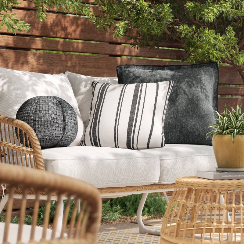 slide 2 of 4, 20"x20" Square Outdoor Throw Pillow Gray - Threshold™, 1 ct
