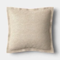20"x20" Heathered Solid Double Flange Pillow Tan - Threshold™