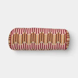 8"x20" Wavy Stripe Woven Bolster Pillow Multi-Warm - Threshold™