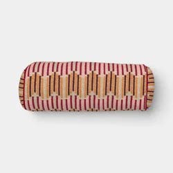 8"x20" Wavy Stripe Woven Bolster Pillow Multi-Warm - Threshold™