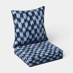 Ikat Woven Deep Seat Cushion Set Light Blue/Navy - Threshold™