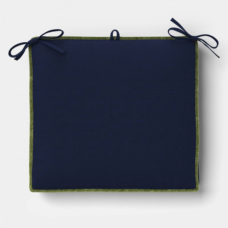 slide 1 of 5, 18"x20" Velvet Piped Seat Cushion Navy/Green - Threshold™, 1 ct