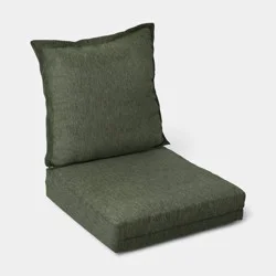 Heathered Solid Deep Seat Cushion Set Dark Green - Threshold™