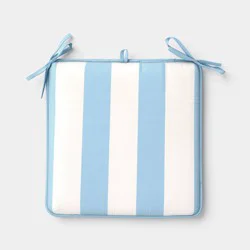 17"x17" Thick Stripe Outdoor Chair Cushion Blue - Room Essentials™