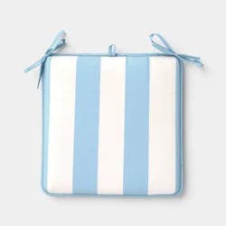 17"x17" Thick Stripe Outdoor Chair Cushion Blue - Room Essentials™