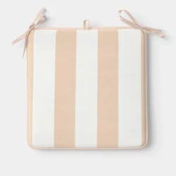 17"x17" Thick Stripe Seat Cushion Khaki - Room Essentials™