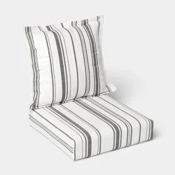 Woven Stripe Deep Seat Cushion Set Black/Ivory - Threshold™