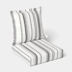 Woven Stripe Deep Seat Cushion Set Black/Ivory - Threshold™