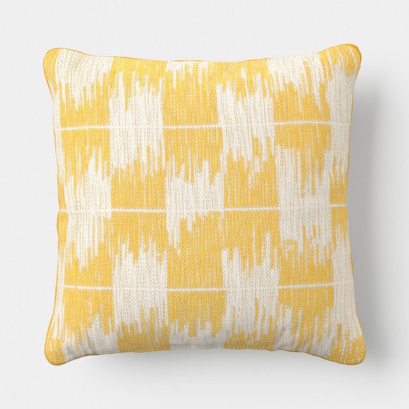 slide 1 of 4, 18"x18" Ikat Woven Pillow Ivory/Yellow - Threshold™, 1 ct