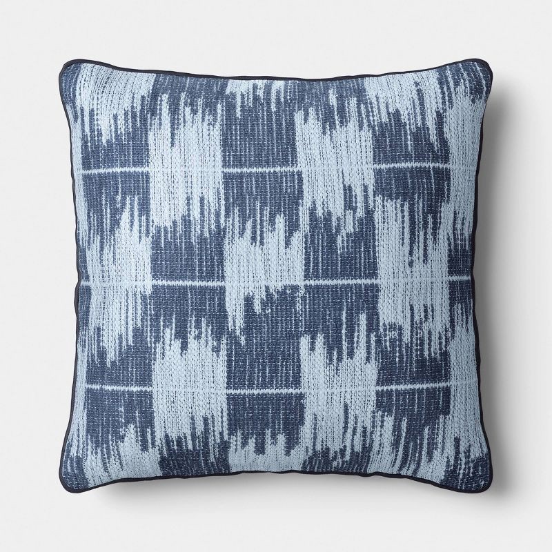 slide 1 of 4, 18"x18" Ikat Woven Pillow Light Blue/Navy - Threshold™, 1 ct