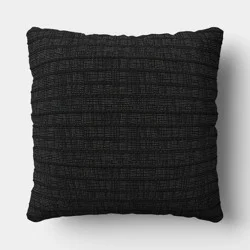 18"x18" Solid Textural Weave Outdoor Throw Pillow Black - Threshold™