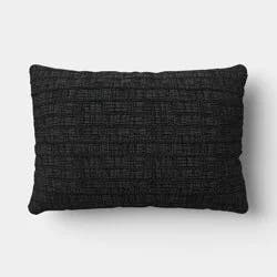 20"x14" Lumbar Solid Textural Weave Outdoor Back Cushion Black - Threshold™