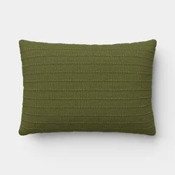20"x14" Lumbar Solid Textural Weave Outdoor Back Cushion Green - Threshold™