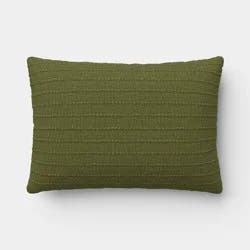 20"x14" Lumbar Solid Textural Weave Outdoor Back Cushion Green - Threshold™