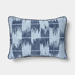 14"x20" Ikat Woven Lumbar Pillow Light Blue/Navy - Threshold™