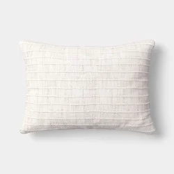 14"x20" Solid Textural Woven Lumbar Pillow Ivory - Threshold™