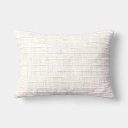 14"x20" Solid Textural Woven Lumbar Pillow Ivory - Threshold™