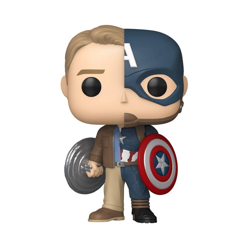 slide 1 of 2, Funko POP! Marvel: Split Captain America/Steve Rogers Figure, 1 ct