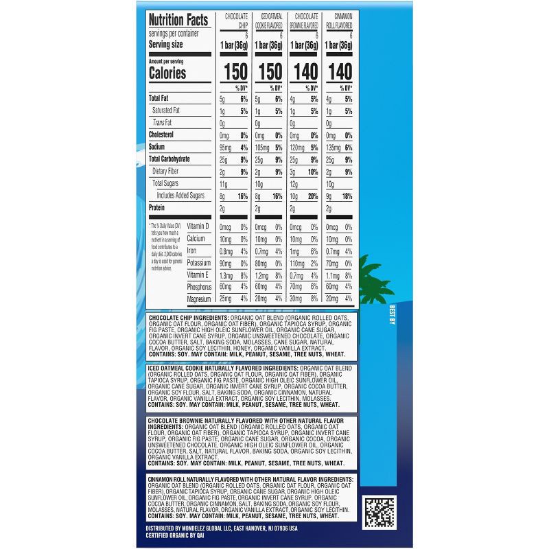 slide 10 of 12, CLIF KID ZBAR Cinnamon Roll, Chocolate Chip, Chocolate Brownie & Iced Oatmeal Cookie Granola Bar Variety Pack Organic - 30.48oz/24pk, 30.48 oz, 24 ct