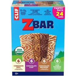 Zbar Cinnamon Roll, Chocolate Chip, Chocolate Brownie & Iced Oatmeal Cookie Granola Bar Variety Pack Organic - 30.48oz/24pk