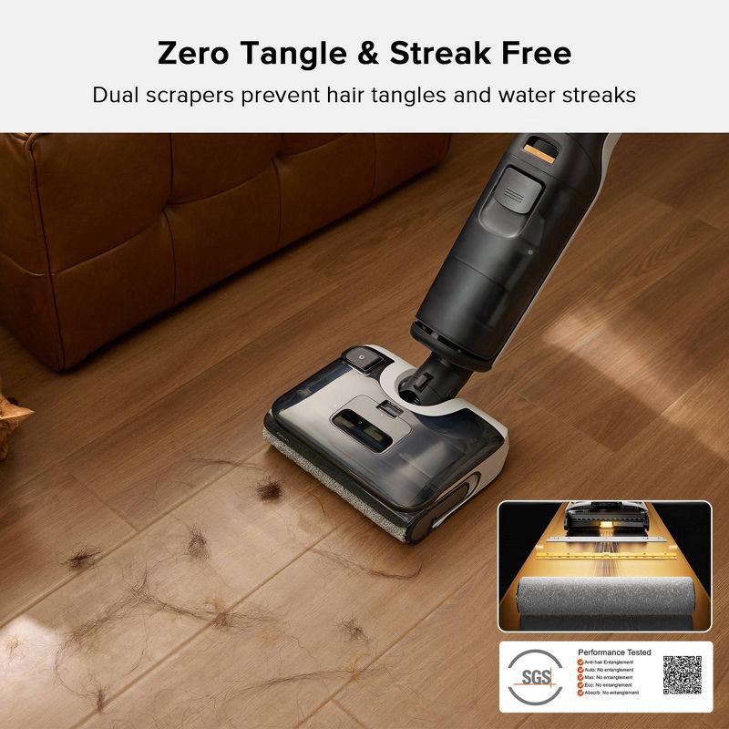 slide 4 of 11, Roborock F25 Cordless Wet Dry Vacuum Cleaner, Floor Washer, Self-Cleaning & Drying System, 60 Min Run Time, Zero-Tangle & Streak-Free, 1 ct