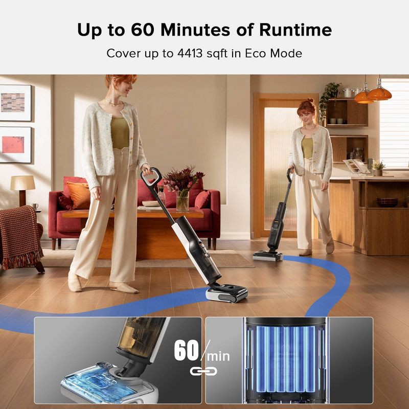 slide 9 of 11, Roborock F25 Cordless Wet Dry Vacuum Cleaner, Floor Washer, Self-Cleaning & Drying System, 60 Min Run Time, Zero-Tangle & Streak-Free, 1 ct