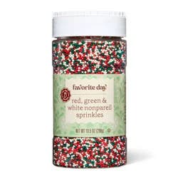 Christmas XL Nonpareils Green Red & White Color Sprinkles - 10.6oz - Favorite Day™