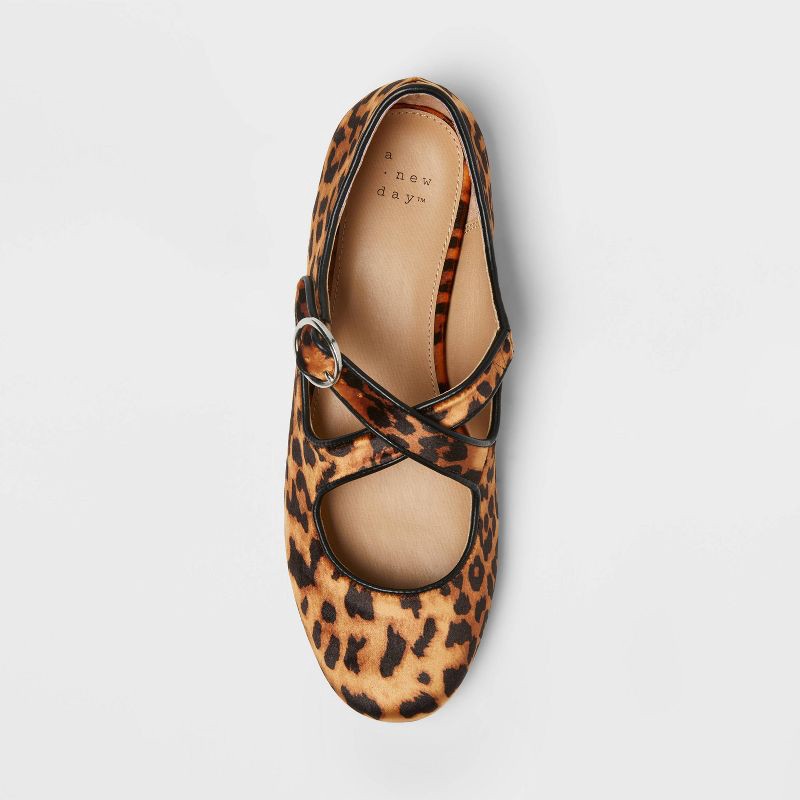 slide 3 of 3, Women's Tasmin Leopard Print Flats – A New Day™ Light Brown 6, 1 ct