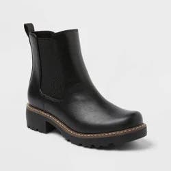 Women's Celina Ankle Chelsea Boots with Memory Foam Insole - Universal Thread™ Black 8: Ankle Height, Block Heel