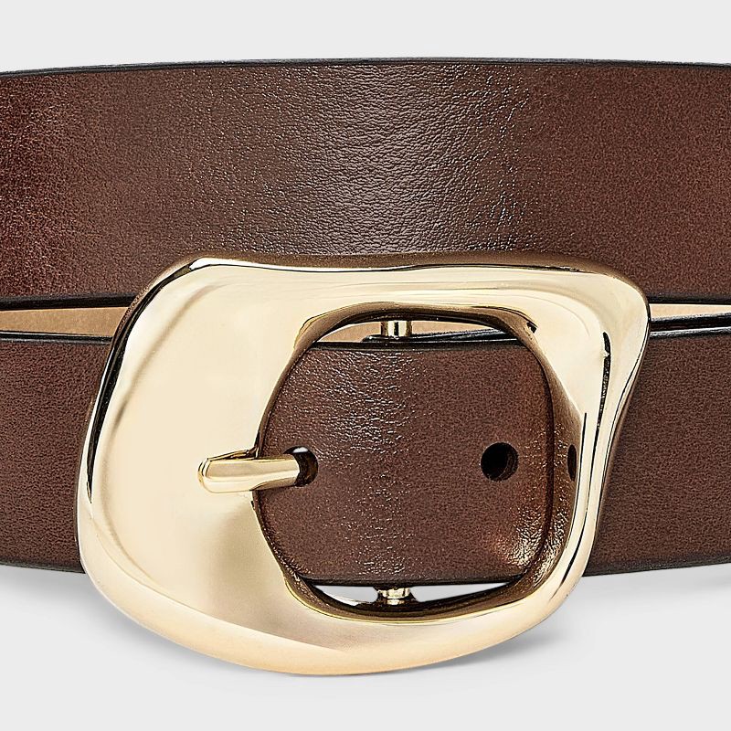 slide 3 of 3, Organic Wavy Buckle Belt - A New Day™ Brown L, 1 ct