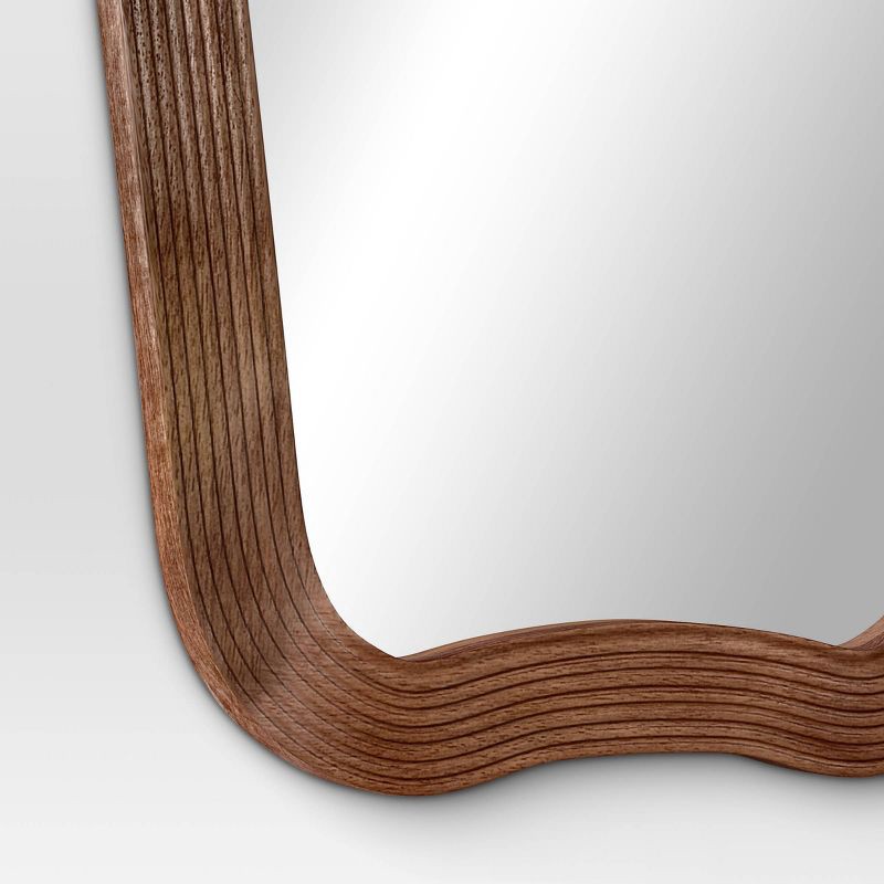 slide 4 of 4, 22"x30" Ribbed Wood Wall Mirror - Threshold™, 1 ct