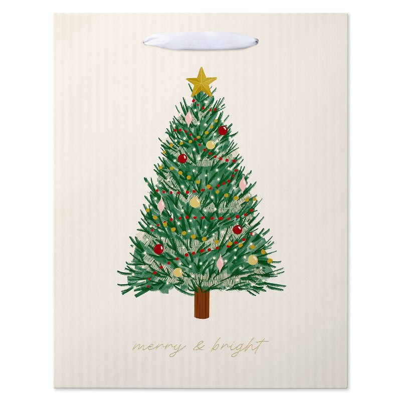 slide 2 of 5, American Greetings 13" Large Christmas Gift Bag Merry and Bright Tree, 1 ct